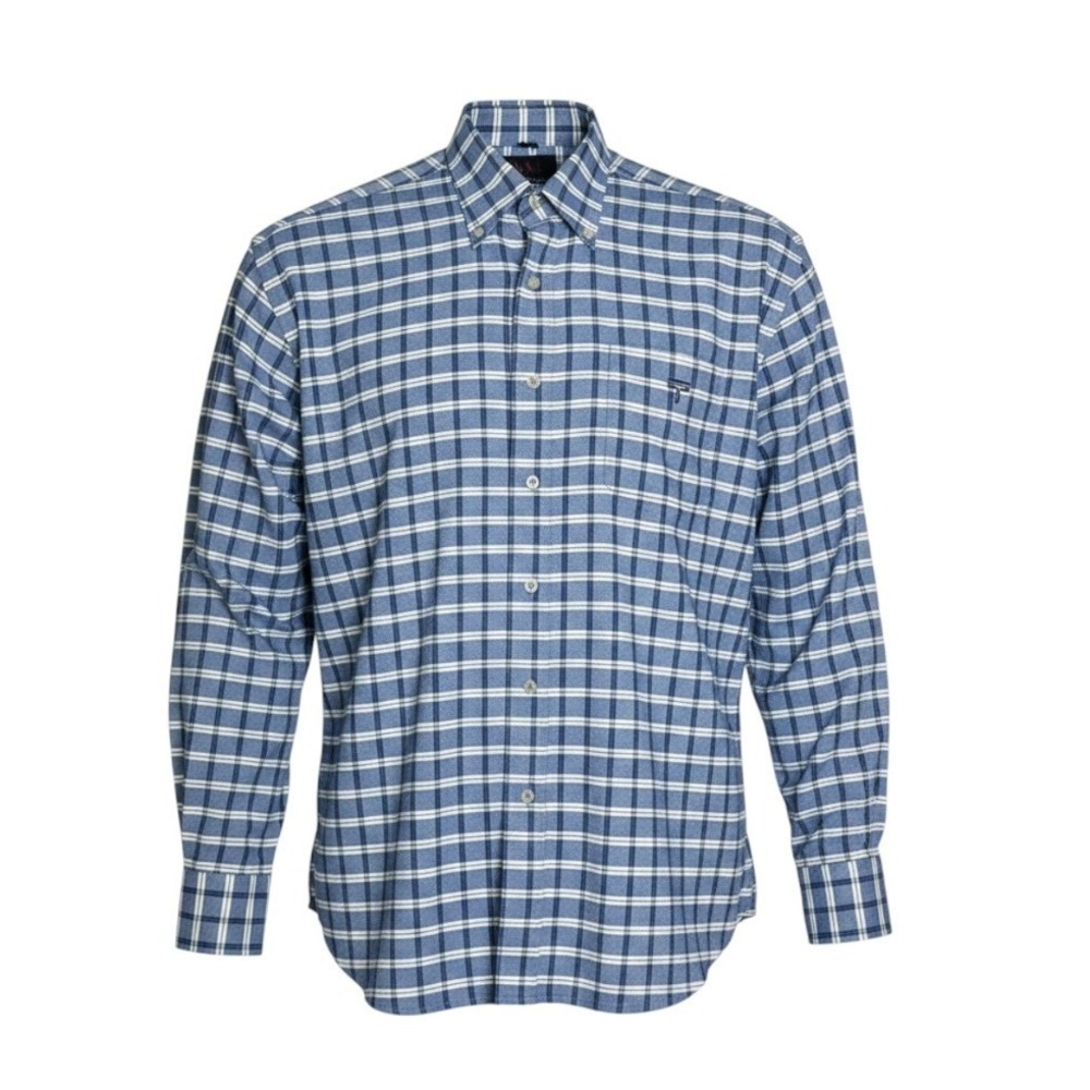 Lucchese 1883 Mens Blue Plaid Cotton Western Button Down Shirt Logo Size Large